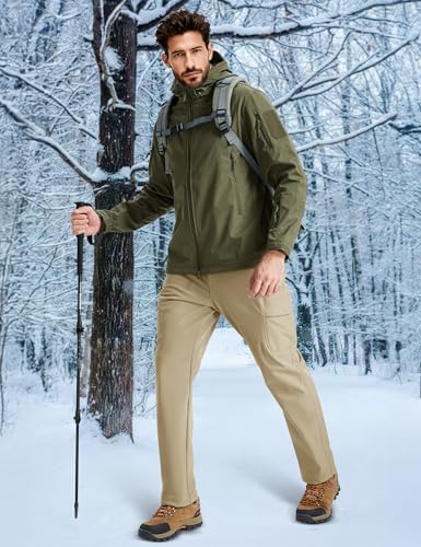 MAGCOMSEN Snow Pants for Men Fleece Lined Softshell Winter Men's Ski Pants
