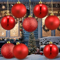 Deekin 8 Pack Large Christmas Ball Ornaments, 6 Inch Red Glitter Jumbo Ball