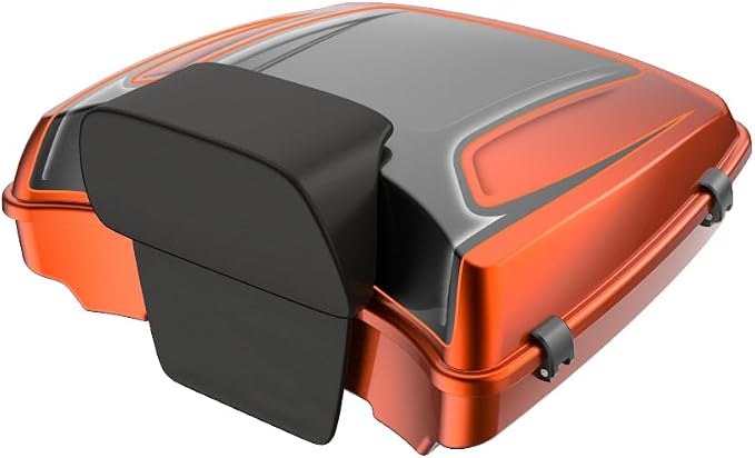 Advanblack Road Glide Tour Trunk Pack Whiskey Neat W/Raven Metallic Razor Tour Trunk Pack Backrest Pad for '97-'25 Harley Touring Road King Street Glide Electra Glide CVO Models