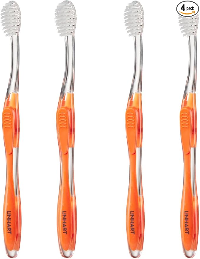 LINHART Extra Soft Toothbrush – Teeth Whitening Toothbrush with Multi Length Bristles, 4 Pack