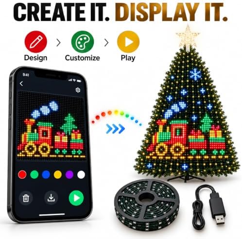 Christmas Tree Pixel Lights, USB Powered Animated Light Show with Remote