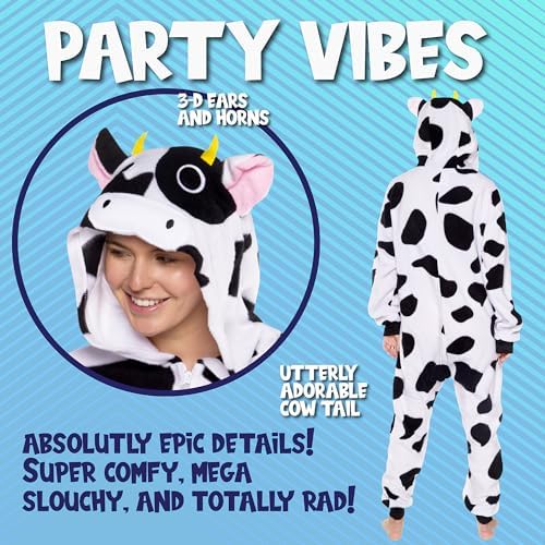 Funziez! Slim Fit Adult Onesie - Animal Costume - Plush Unisex Halloween One Piece Cosplay Suit for Women and Men