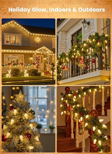 C9 Christmas Lights Outdoor, 114FT 150 LED C9 String Lights, Warm White
