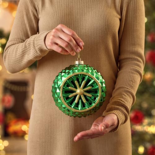 SHareconn 4ct 6 Inch Large Christmas Tree Balls Ornaments, Red &Green Gold