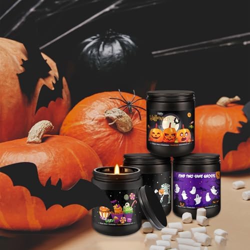 4 Pack 8Oz Halloween Scented Candles for Home Scented Aromatherapy Candles