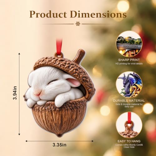 2026 Merry ChristmasWinter Ornament - Winter Rabbit Decorations 3D Animal Decorations for Christmas Trees, Holiday Ornament, Holiday Party Gifts, Gift Ideas & Xmas Gift