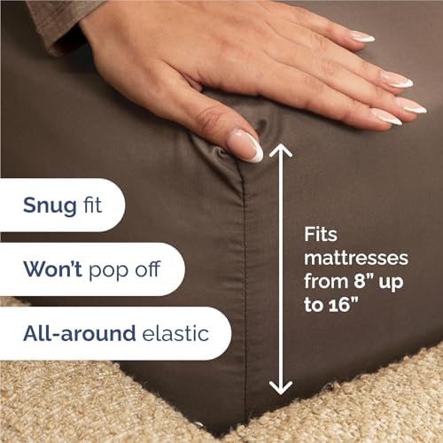 Split King Size 5 Piece Sheet Set - Breathable & Cooling Sheets - Brown