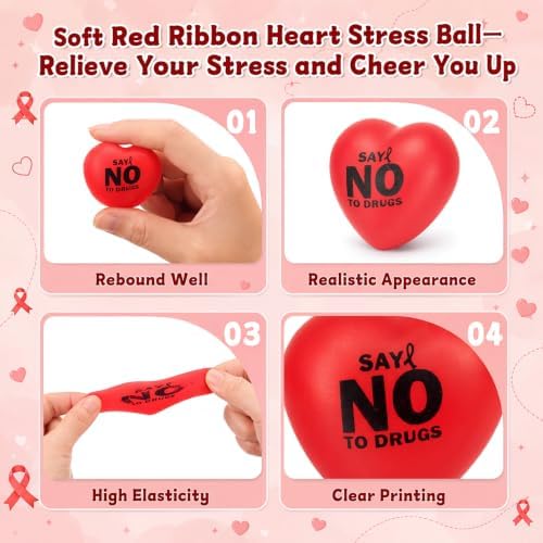 Thenshop 30 Pcs Red Ribbon Week Heart Ball Bulk Community Gifts