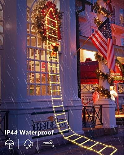 Toodour LED Christmas Lights - 10ft Christmas Decorative Ladder Lights with Santa Claus, Xmas Decorations Light for Indoor Outdoor, Window, Garden, Home, Wall, Xmas Tree Decor - Warm White