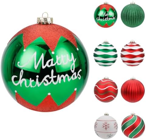 SHareconn 6 Inch/150mm Large Christmas Ball Ornaments for Xmas Tree, 8Pcs