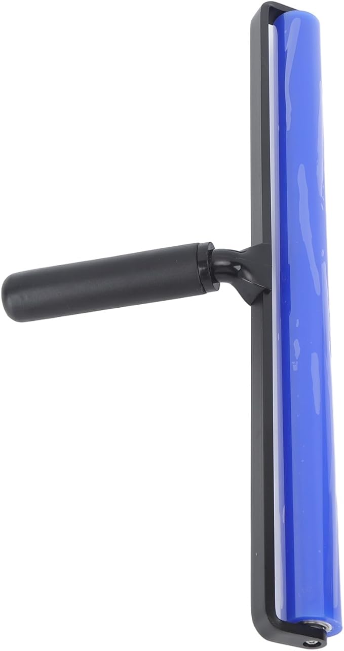 GOWENIC Static Dust Removal Roller, Sticky Blue Silicone Soft Cleaner Roller with Black Handle for Lint Pet Hair Lint Reusable Carpet Fabric (16 Inch)