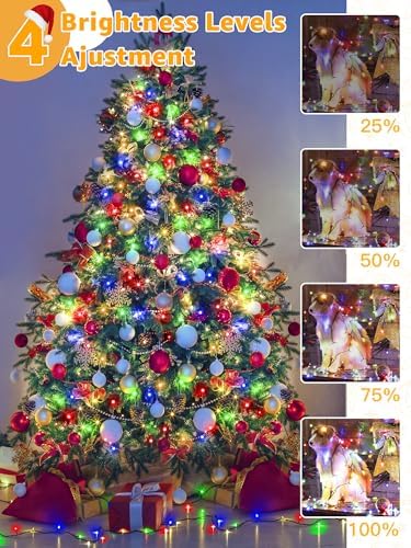 BrightChristmas 500 LED 164 FT Christmas Lights, Waterproof Outdoor String Lights with Remote and Timer, Christmas Tree Lights with 8 Modes Dimmable, Fairy Lights for Holiday Decor (Multicolor)