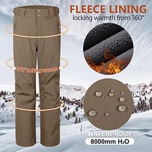 Outdoor Ventures Men's Fleece Lined Ski Snow Pants Waterproof Insulated
