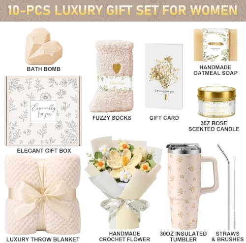 Uwingess Birthday Gifts for Women Gift Baskets for Women, Self Care Spa Set Relaxation Care Package Get Well Soon Gifts, Unique for Mom Wife Sister Best Friend