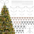 46 Pcs Christmas Tree Decorations Bow Topper Ornaments Transparent Beaded Necklace Acrylic Thread Icicle Christmas Tree Hanging Ornaments for Xmas Home Office Decorations
