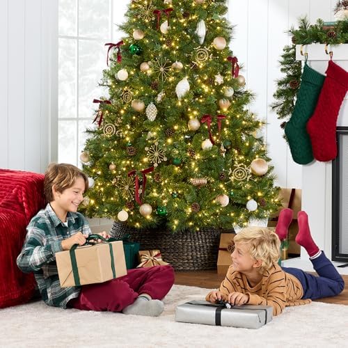 Best Choice Products 7.5ft Pre-Lit Scotch Pine Christmas Tree, Premium Pre-Decorated Artificial Holiday Decor w/ 1,320 Branch Tips, 2-in-1 White and Multicolor LED Lights, Cordless Setup