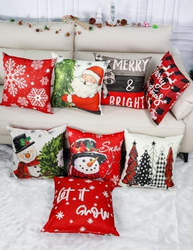 multiwins Christmas Pillow Covers 20x20 4Pcs Double-Sided Print Home Decor