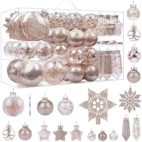 SHareconn 100PCS Christmas Tree Ornaments Clear Set, Champagne