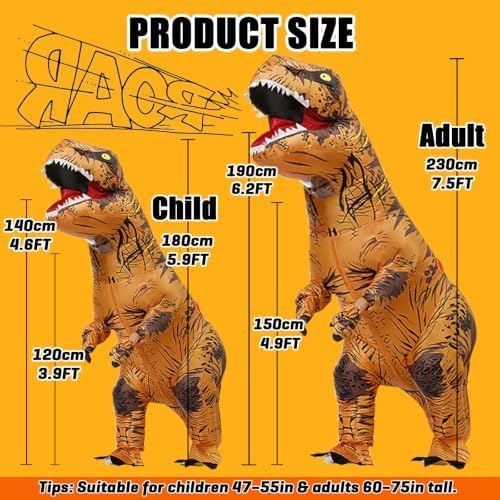 Inflatable Dinosaur Costume for Kids and Adults, Blow Up Party Suit