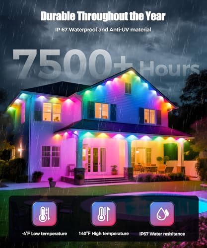 Permanent Outdoor Lights, 200ft Christmas RGB+IC Lights with 100 Modes