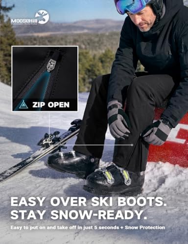 Moosehill Men's Fleece-Lined Snow Pants: Zippered Inner-Thigh Vents