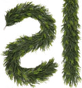 N&T NIETING 2 PCS Christmas Norfolk Pine Garland, Real Touch Pine Garlands Faux Greenery Garland Winter Christmas Garland for Table Mantle Fireplace Holiday Indoor Outdoor Xmas Decorations (6 FT)