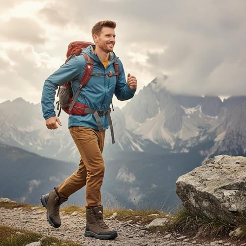 FUDYNMALC Men's Snow Boots Water-Resistant: Non-Slip Hiking Winter Shoes