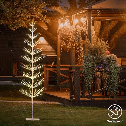 LIGHTSHARE 6FT 325L Lighted Starlit Tree, Warm White, for Home, Festival, Party, and Christmas Decoration, Indoor and Outdoor Use, White