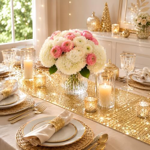 Disco Party Decorations - Gold Glitter Disco Table Runner