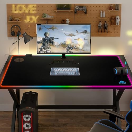 Cacoy 43"x24" RGB Large Gaming Mouse Pad, LED Extended Desk Mousepad, Black