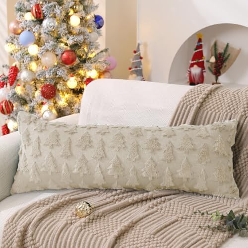 DFXSZ Christmas Tree Pillow Covers 14x36 Set of 2 Christmas Decor Beige