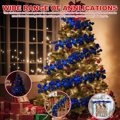 2 Pcs 6 ft Christmas Ball Ornament Garland, Navy Blue