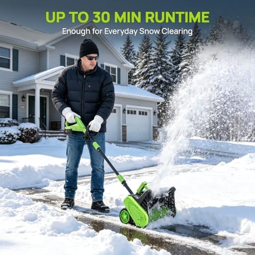 ALSO GO 21V Electric Snow Shovel Cordless, 13 Inch with 2 X 4.0ah Batteries