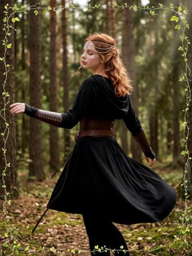 10 Pcs Women Renaissance Halloween Fairy Costume Medieval Hooded Elf Dress