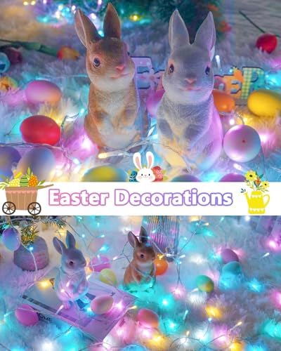 2 Pack 100 LED Easter Lights Battery Operated String Twinkle Fairy Lights