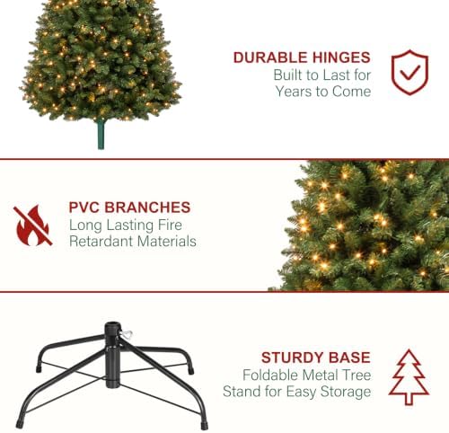 Hykolity 7 ft Prelit Artificial Christmas Tree with 300 Warm White LEDs
