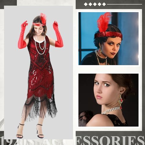 1920s Couples Costume Set Flapper Dress Hat