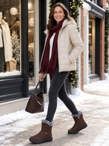 SHIBEVER Women's Winter Snow Boots: Waterproof Fur-Lined Ankle Booties