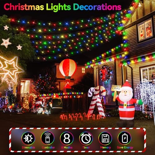 Hezbjiti 2Pack 1000 LED 403 FT Christmas Lights Outdoor String Lights 8 Modes with Timer Memory Waterproof Fairy Lights Plug in for Classroom Bedroom Wedding Party Holiday Xmas Decorations(Multicolor)