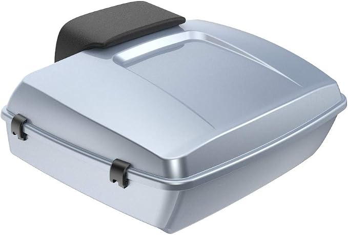 Advanblack Road Glide Tour Trunk Pack Barracuda Silver Chopped Tour Trunk Pack Backrest Pad for '97-'25 Harley Touring Road King Street Glide Electra Glide CVO models
