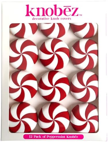 Knobēz: Red Peppermint Decorative Knob Covers Package of 12 (Red)