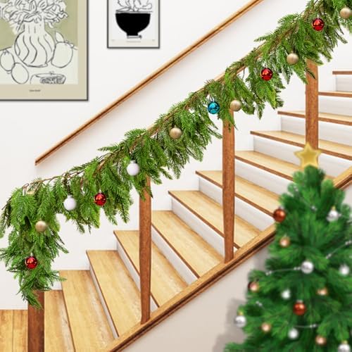 6 Ft Christmas Norfolk Pine Garland, Artificial Pines Greenery Garlands