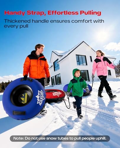 48'' Heavy Duty Snow Tube with Canvas Cover, Snow Sled for Kids & Adults