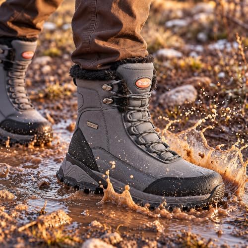 SHULOOK Men's Waterproof Winter Snow Boots: Insulated Warm Lined