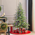 Glitzhome Prelit Christmas Tree, 7.5ft Green Full Christmas Tree Vibrant Evergreen Fir with 1,600 Warm White/Multi-Color Lights, 9 Function w/Foot Pedal and Remote Control,Easy Assembly