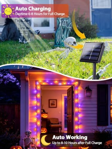Solar Halloween Lights 4 Pack 152FT 400 LED String Lights Purple and Orange