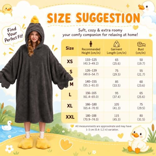 Goose Blanket Hoodie Onesie, Wearable Oversized Duck Blanket Hoodie, Gift for Adults & Kids