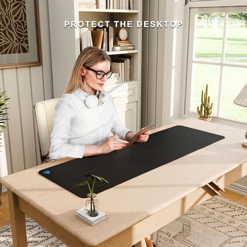 Cacoy Large Gaming Mouse Pad 48"x16" Stitched Edges XXL Desk Mousepad Black
