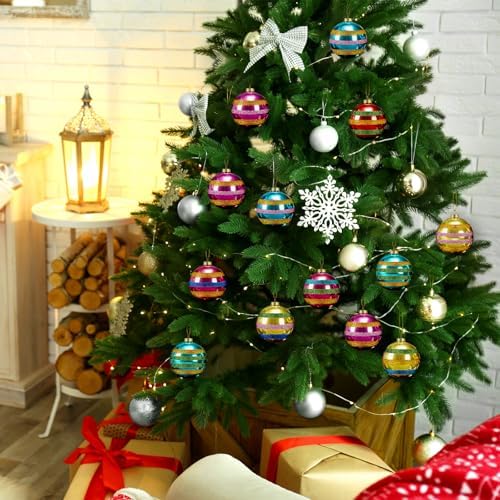 Soulchen 9 Pcs Vintage Glass Christmas Ornaments 2.36 Inch Retro Balls