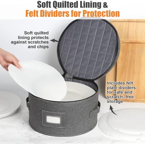 Kukikan China Storage Container, Hard Shell for Moving, 5 Pack Dish Storage